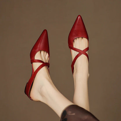 Stylish Cross-Strap Pointed-Toe Mules