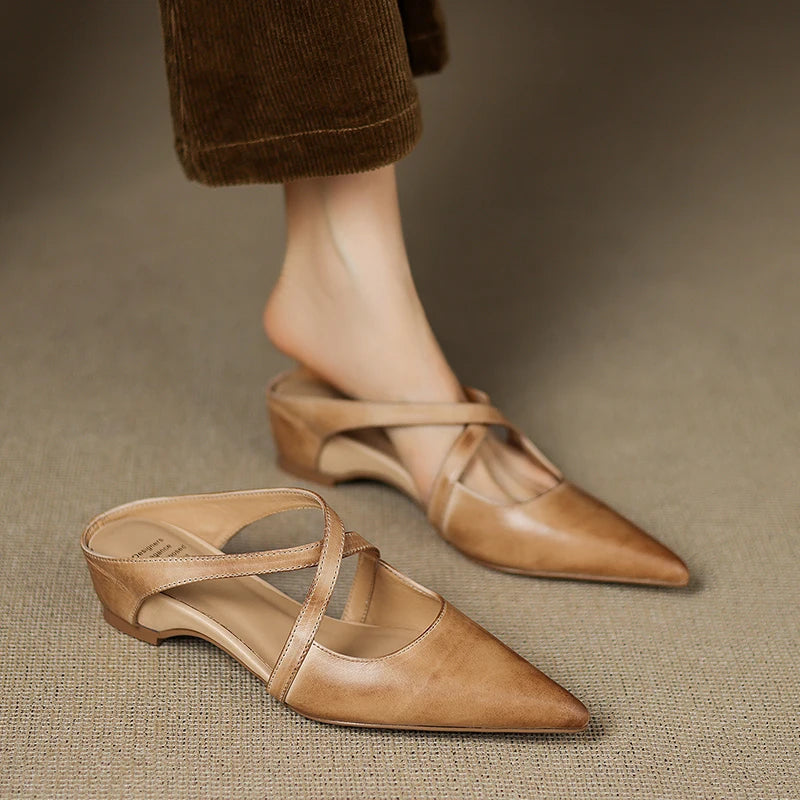 Stylish Cross-Strap Pointed-Toe Mules