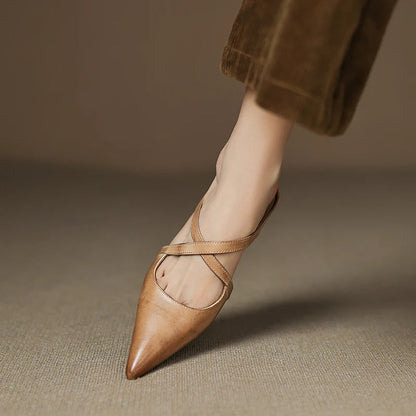 Stylish Cross-Strap Pointed-Toe Mules