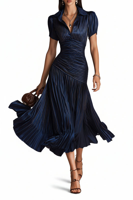 Vintage Inspired Striped Satin Sheath Dress