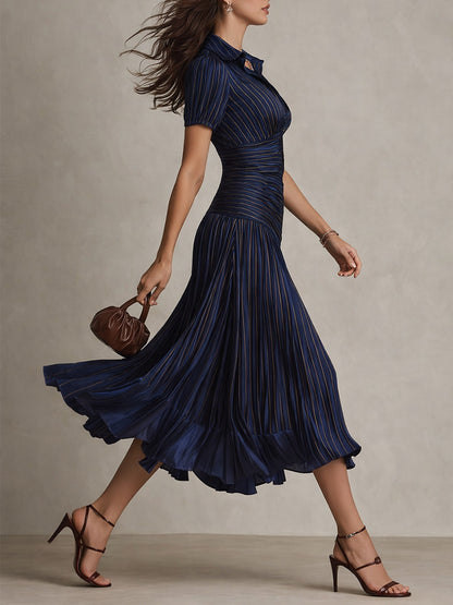 Vintage Inspired Striped Satin Sheath Dress