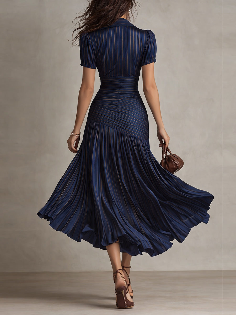 Vintage Inspired Striped Satin Sheath Dress