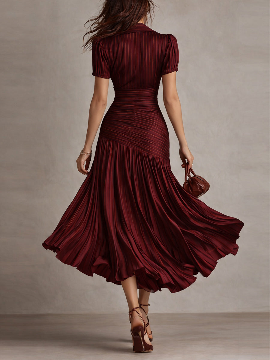 Vintage Inspired Striped Satin Sheath Dress