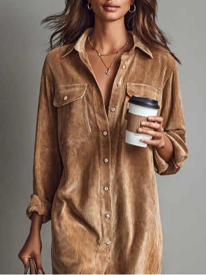 Women's Soft Corduroy Midi Dress