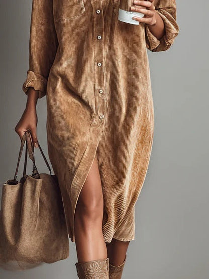 Women's Soft Corduroy Midi Dress