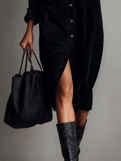 Women's Soft Corduroy Midi Dress