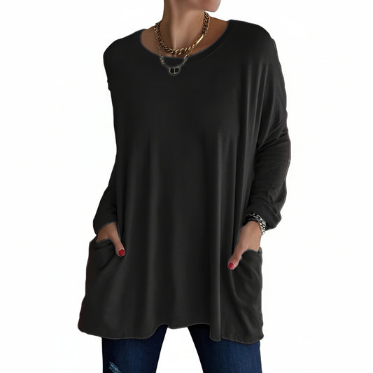 Soft Cotton Relaxed Long Sleeve Top