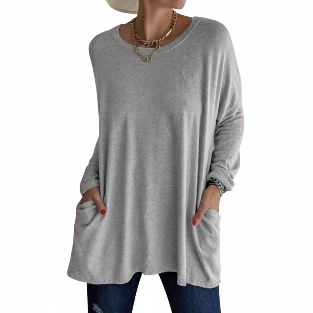 Soft Cotton Relaxed Long Sleeve Top