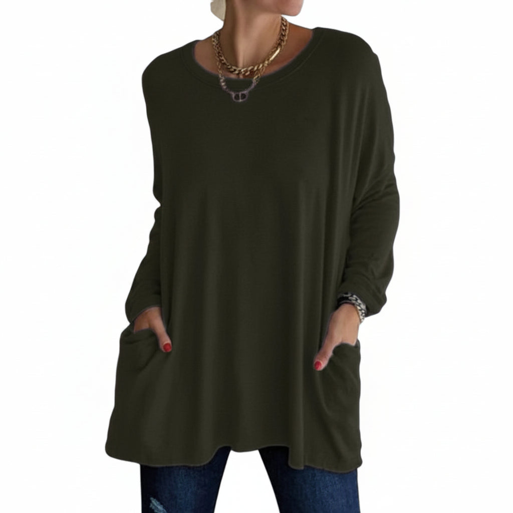 Soft Cotton Relaxed Long Sleeve Top