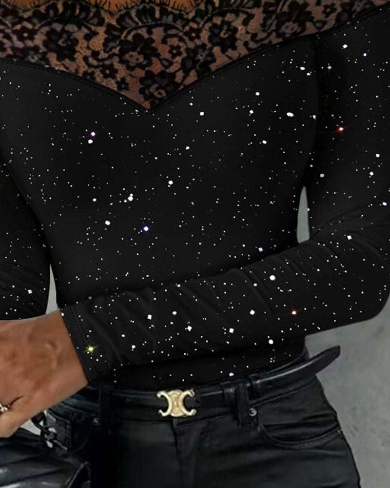 Women's Soft Sequin Off-The-Shoulder Blouse