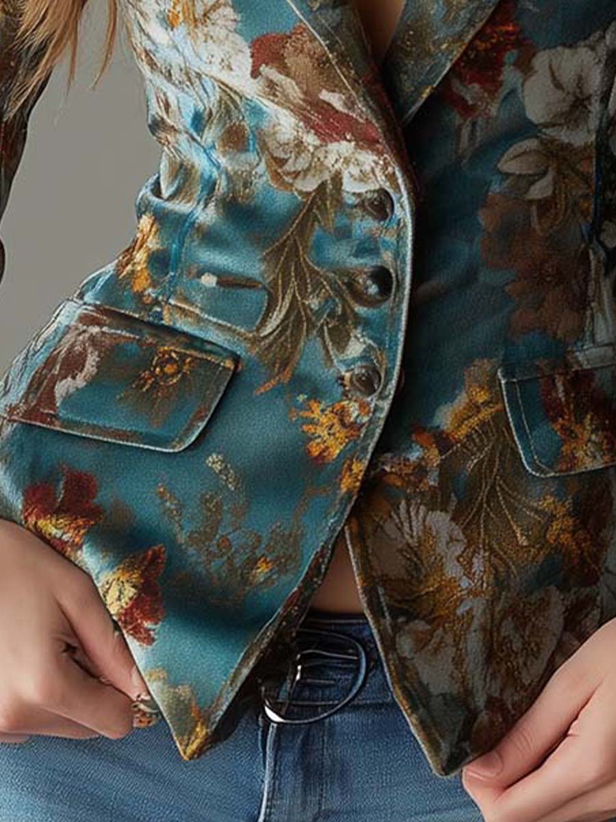 Women's Velvet Floral Blazer
