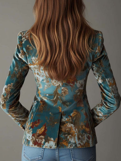 Women's Velvet Floral Blazer