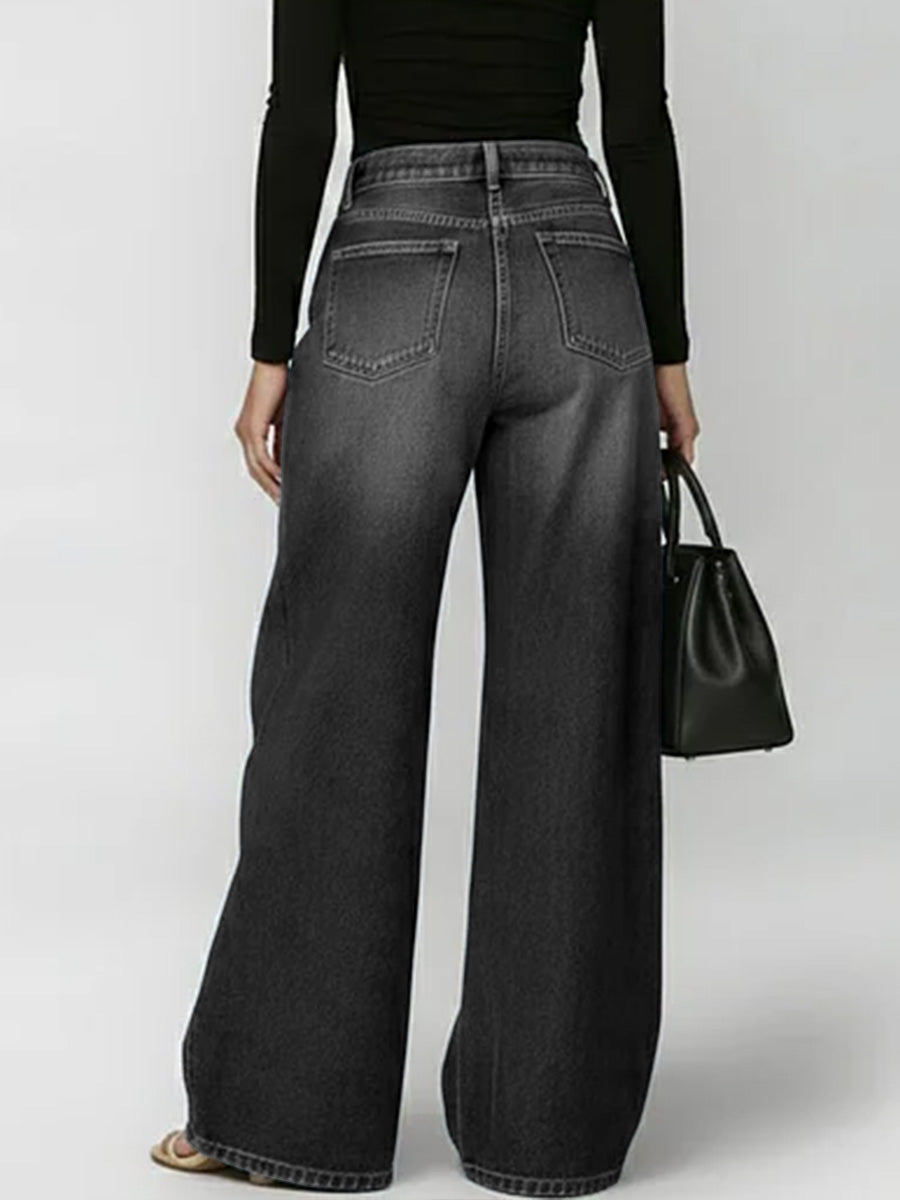 Women's High-waisted Casual Loose Wide-leg Jeans