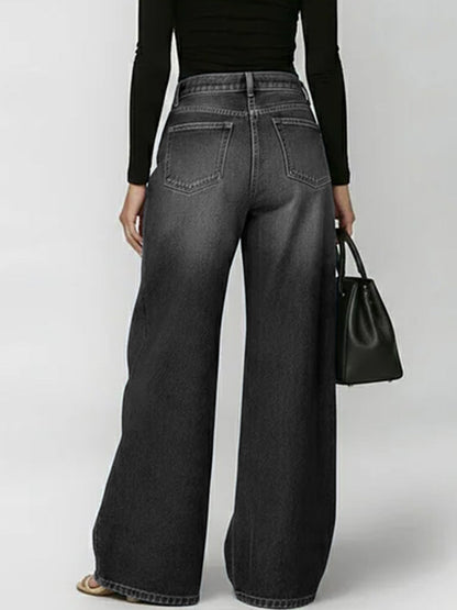 Women's High-waisted Casual Loose Wide-leg Jeans
