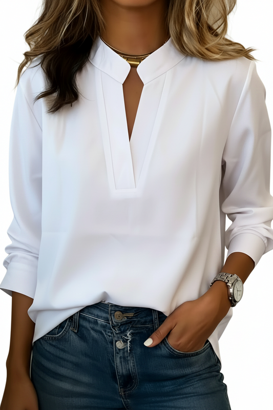 Minimalist V-neck Cotton Shirt Top