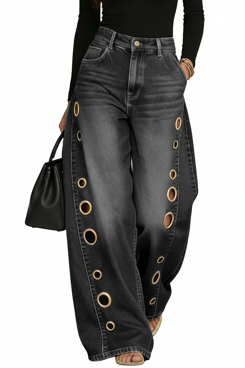 Women's High-waisted Casual Loose Wide-leg Jeans