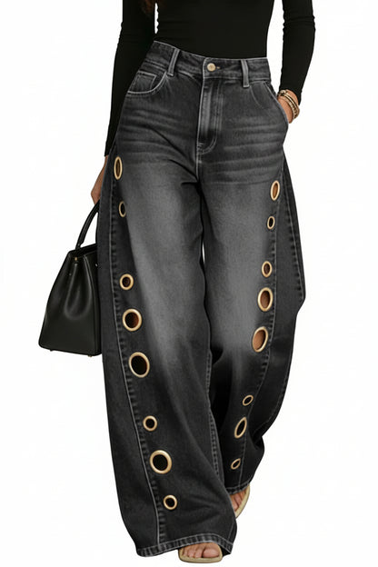 Women's High-waisted Casual Loose Wide-leg Jeans