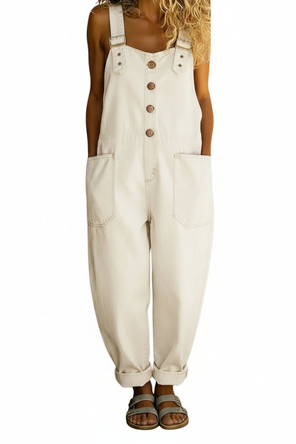 Women's Casual Denim Jumpsuit With Adjustable Buckle