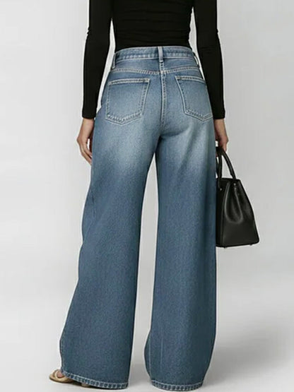 Women's High-waisted Casual Loose Wide-leg Jeans