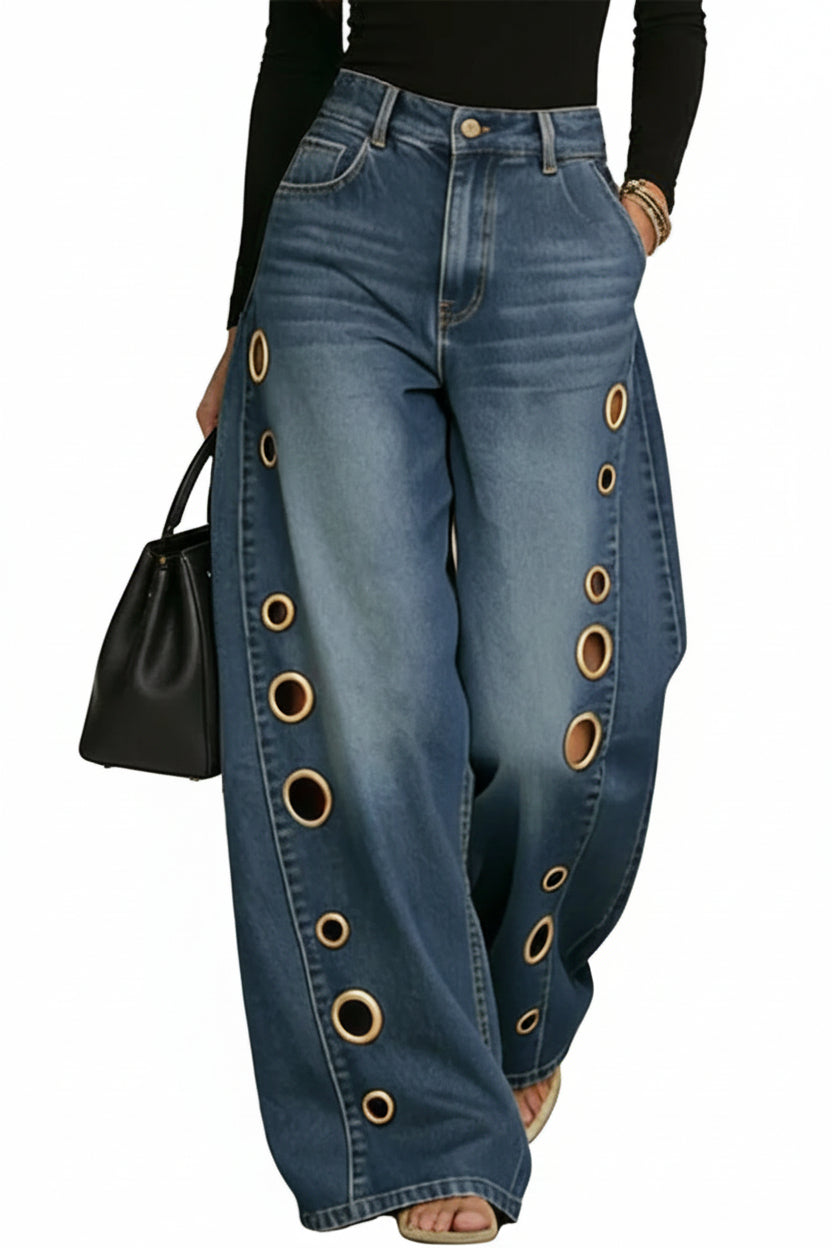 Women's High-waisted Casual Loose Wide-leg Jeans