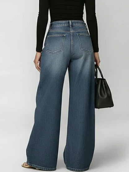 Women's High-waisted Casual Loose Wide-leg Jeans