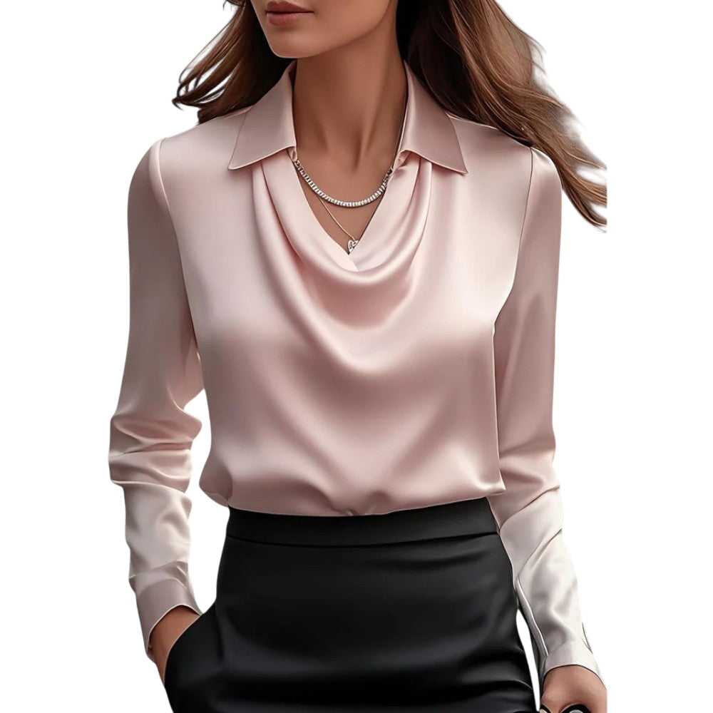 Women's Satin Long Sleeve Blouse