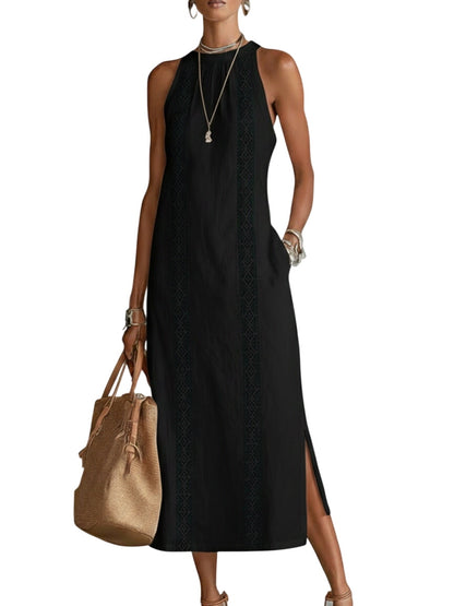 Retro Cozy Lace Minimalist Linen Dress