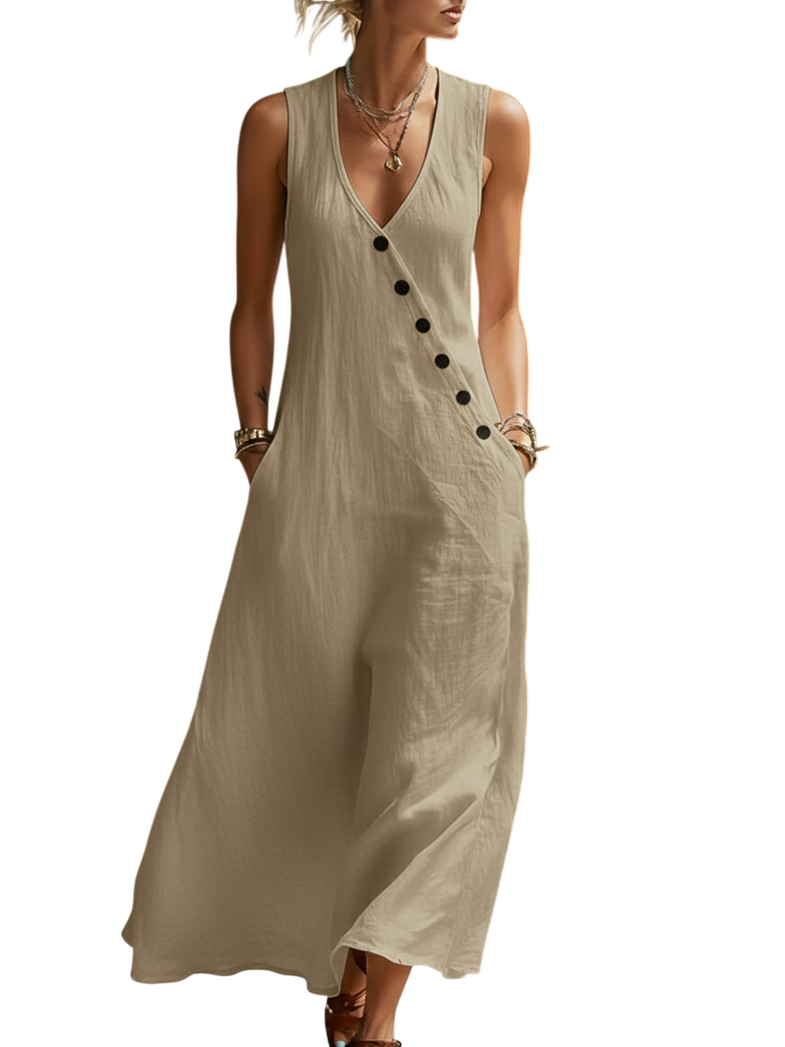 Button-Up Maxi Dress — Comfortable Minimalist Everyday Wear