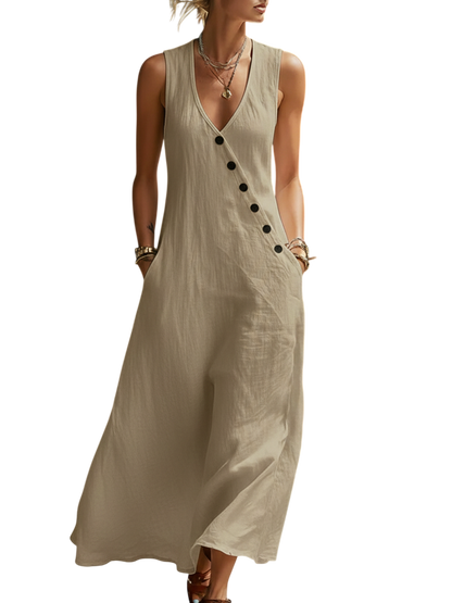 Button-Up Maxi Dress — Comfortable Minimalist Everyday Wear