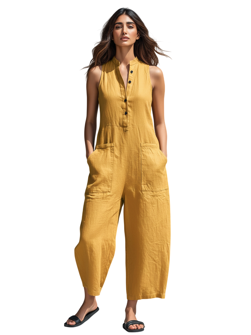Women's Breathable Linen Blend Jumpsuit