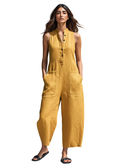 Women's Breathable Linen Blend Jumpsuit