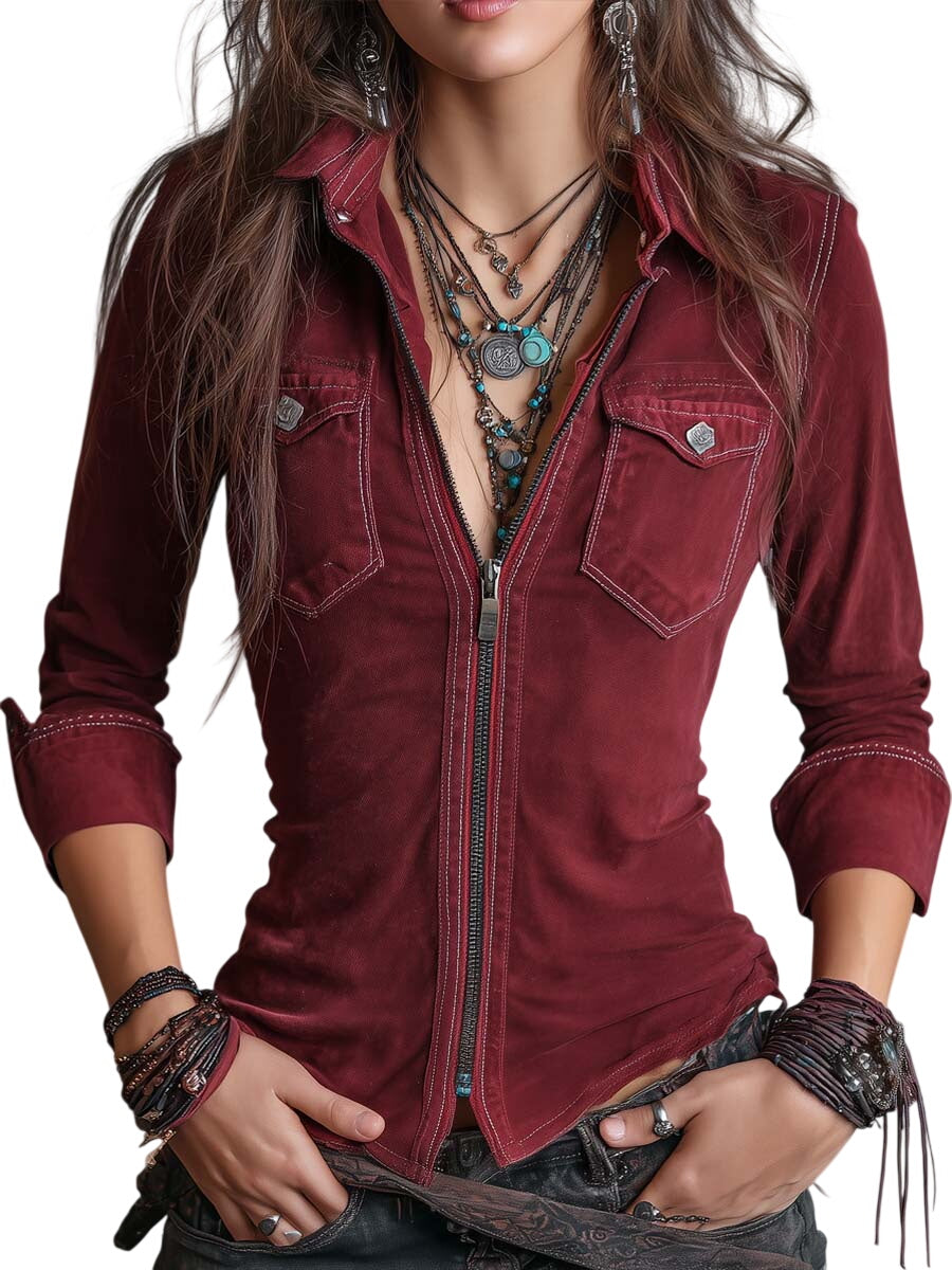 Women's Distressed Denim Shirt