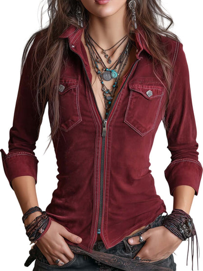 Women's Distressed Denim Shirt