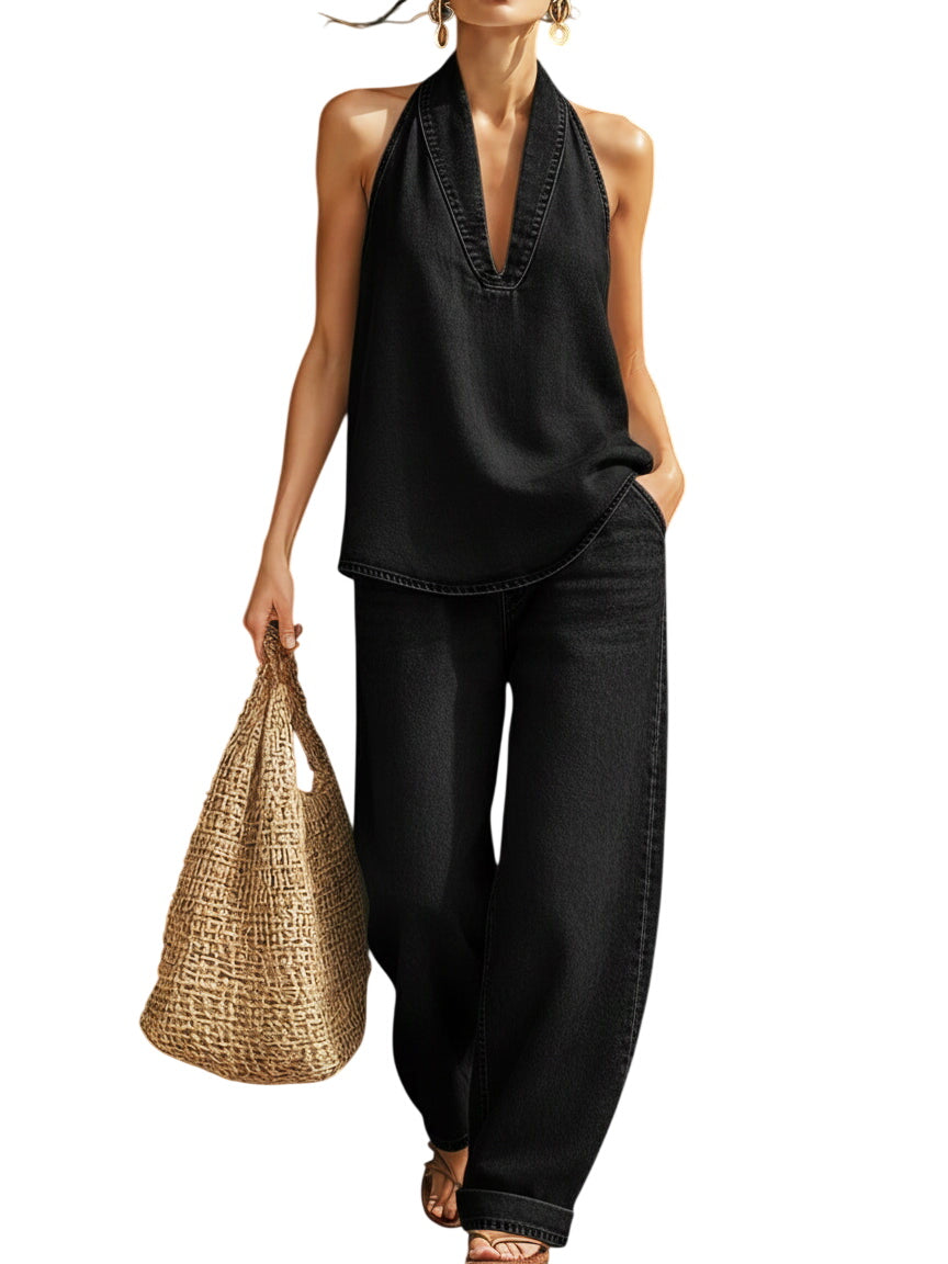 Cozy Minimalist Two-piece Denim Set