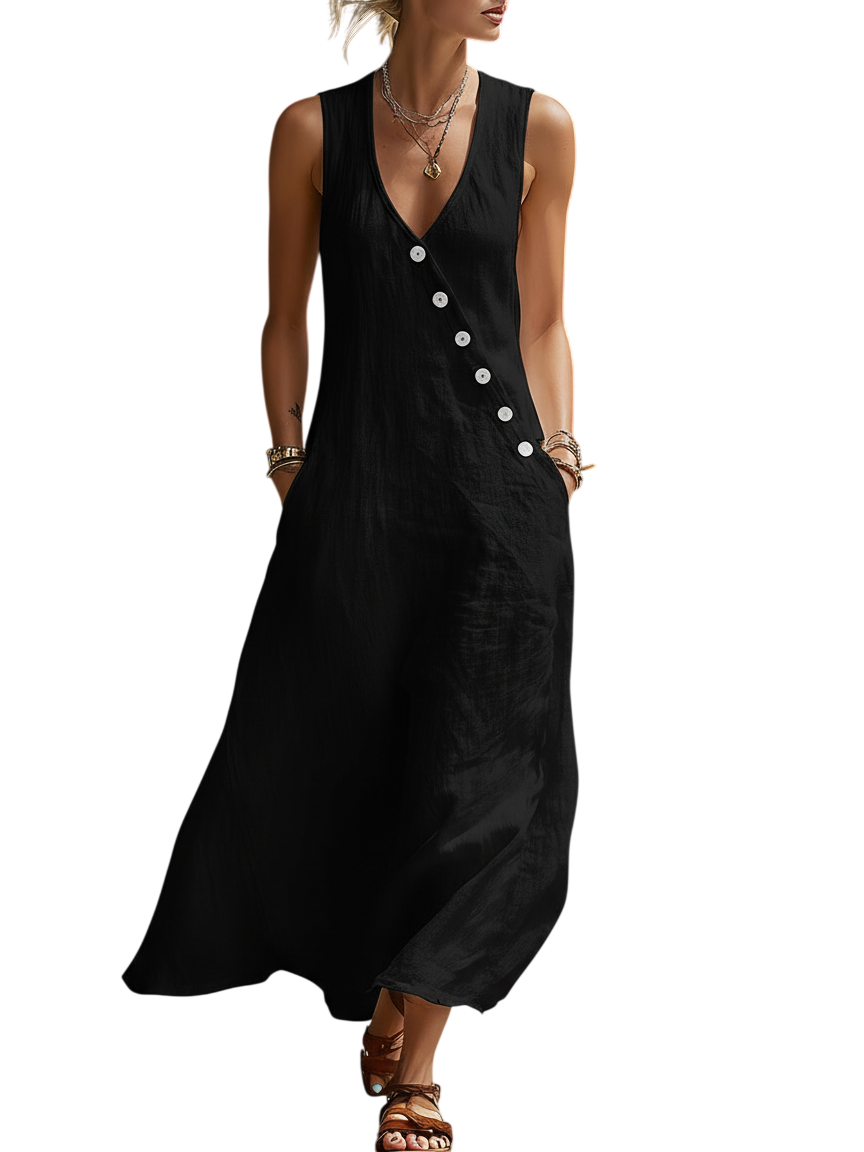 Button-Up Maxi Dress — Comfortable Minimalist Everyday Wear
