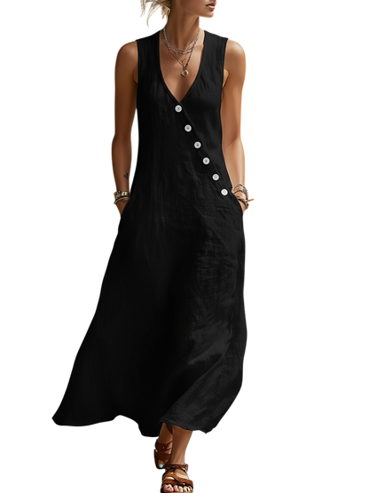 Button-Up Maxi Dress — Comfortable Minimalist Everyday Wear