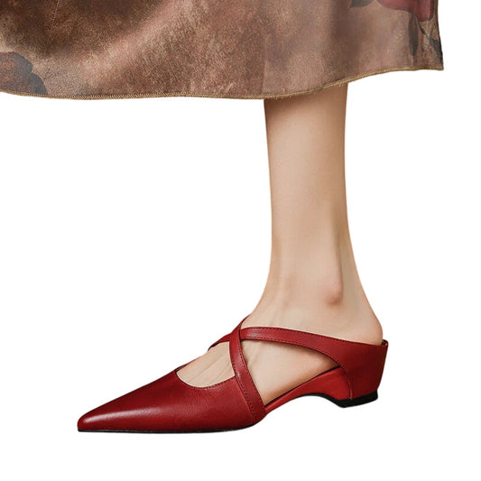 Stylish Cross-Strap Pointed-Toe Mules