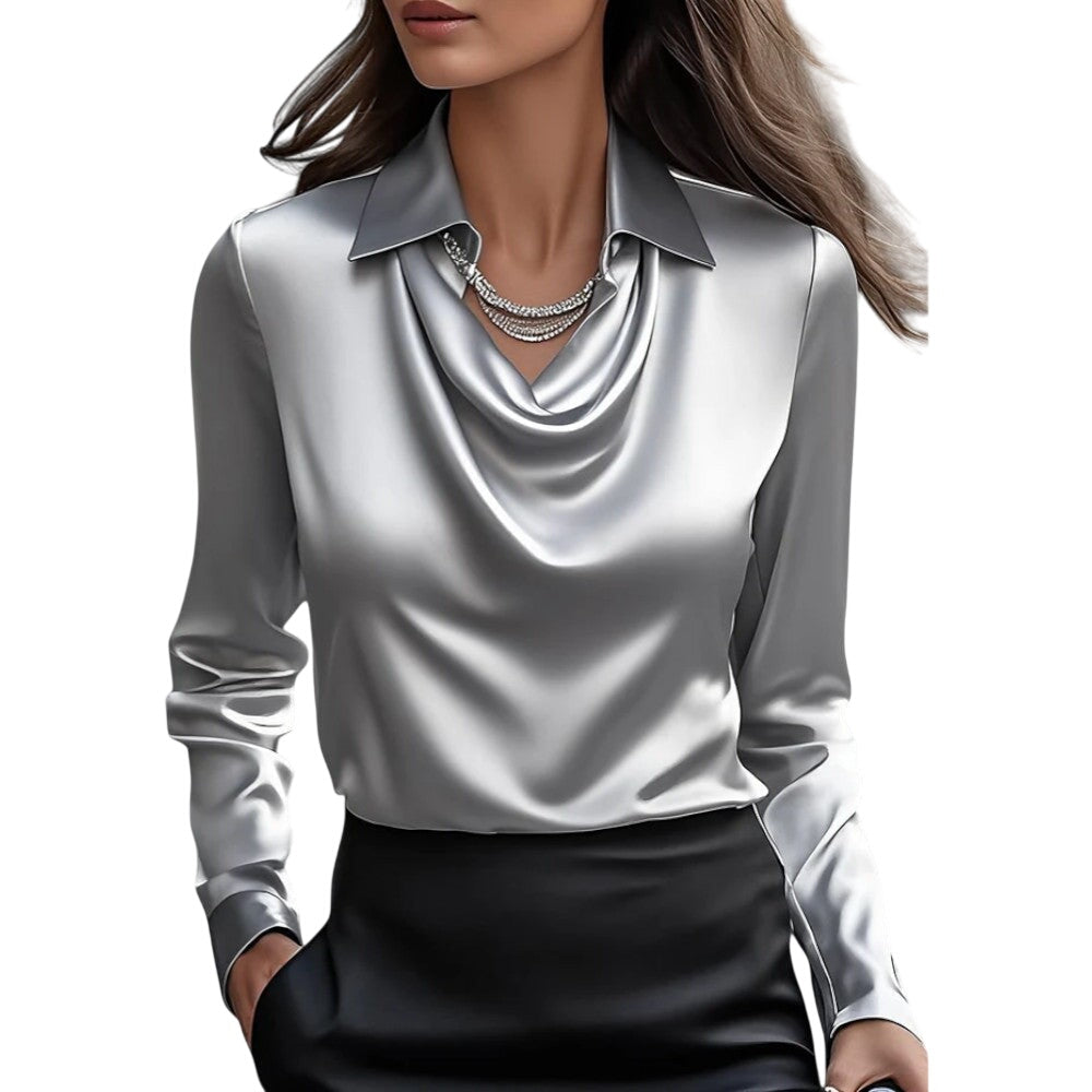 Women's Satin Long Sleeve Blouse