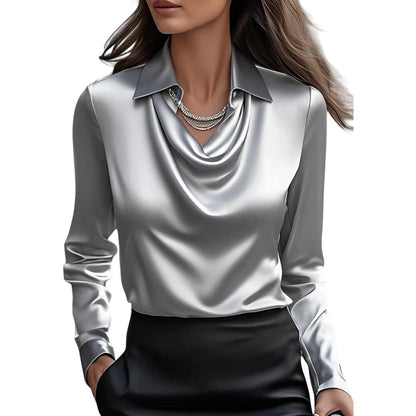 Women's Satin Long Sleeve Blouse