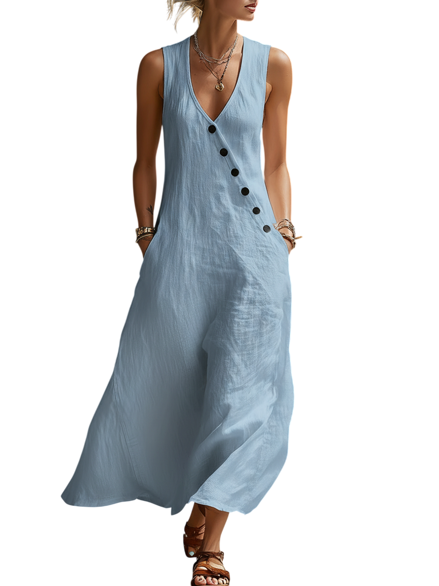 Button-Up Maxi Dress — Comfortable Minimalist Everyday Wear