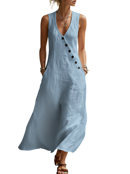 Button-Up Maxi Dress — Comfortable Minimalist Everyday Wear