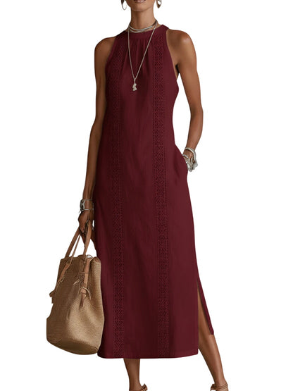 Retro Cozy Lace Minimalist Linen Dress