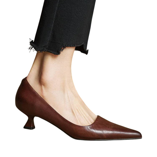 Women's Genuine Leather Kitten Heels