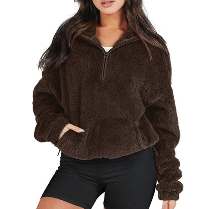 Women's Ultra-Soft Plush Half-Zip Sweater