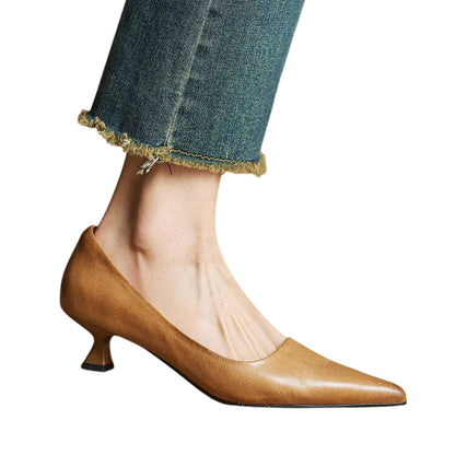 Women's Genuine Leather Kitten Heels