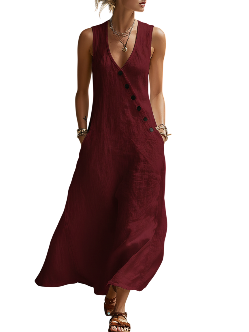 Button-Up Maxi Dress — Comfortable Minimalist Everyday Wear