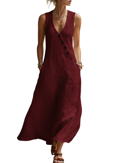 Button-Up Maxi Dress — Comfortable Minimalist Everyday Wear