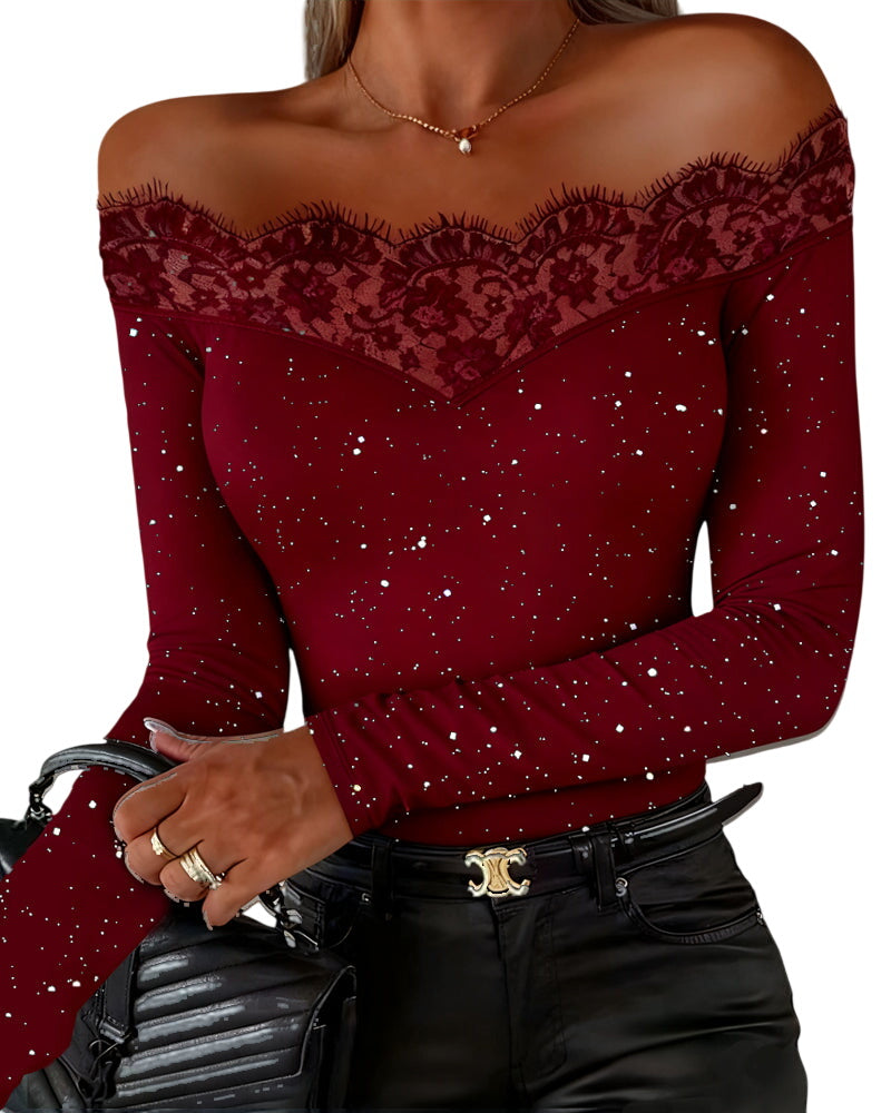 Women's Soft Sequin Off-The-Shoulder Blouse