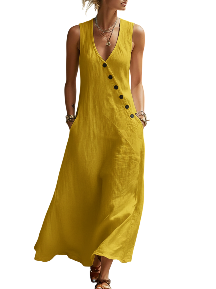 Button-Up Maxi Dress — Comfortable Minimalist Everyday Wear