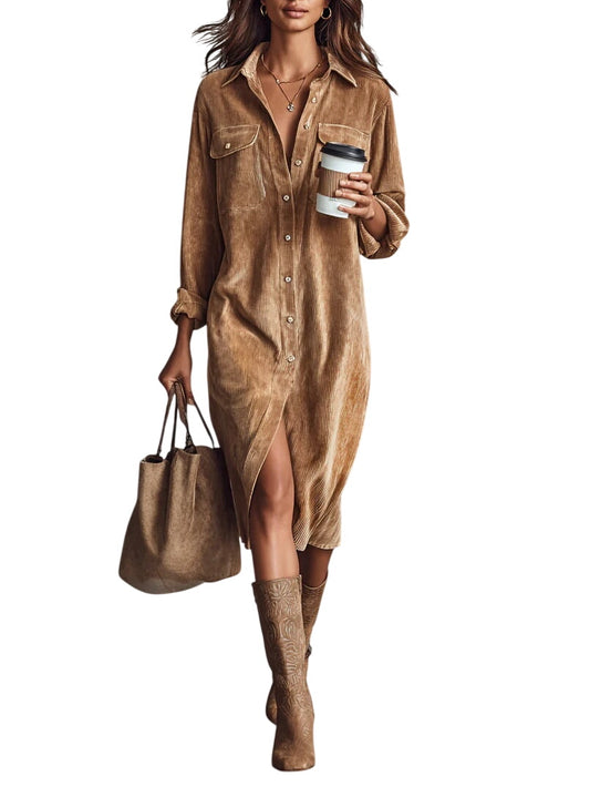 Women's Soft Corduroy Midi Dress